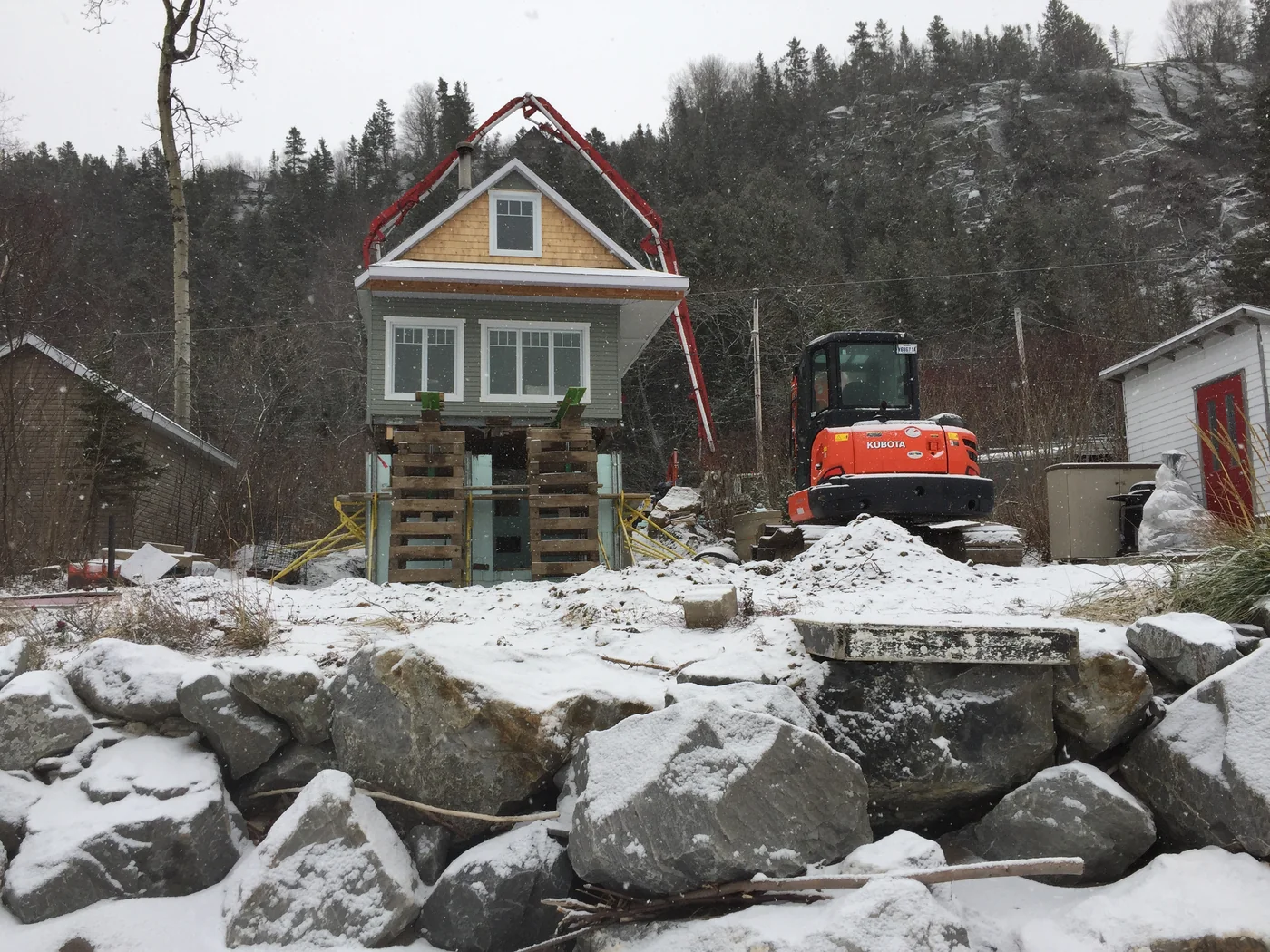 Winter lift on the shore of the St. Lawrence
